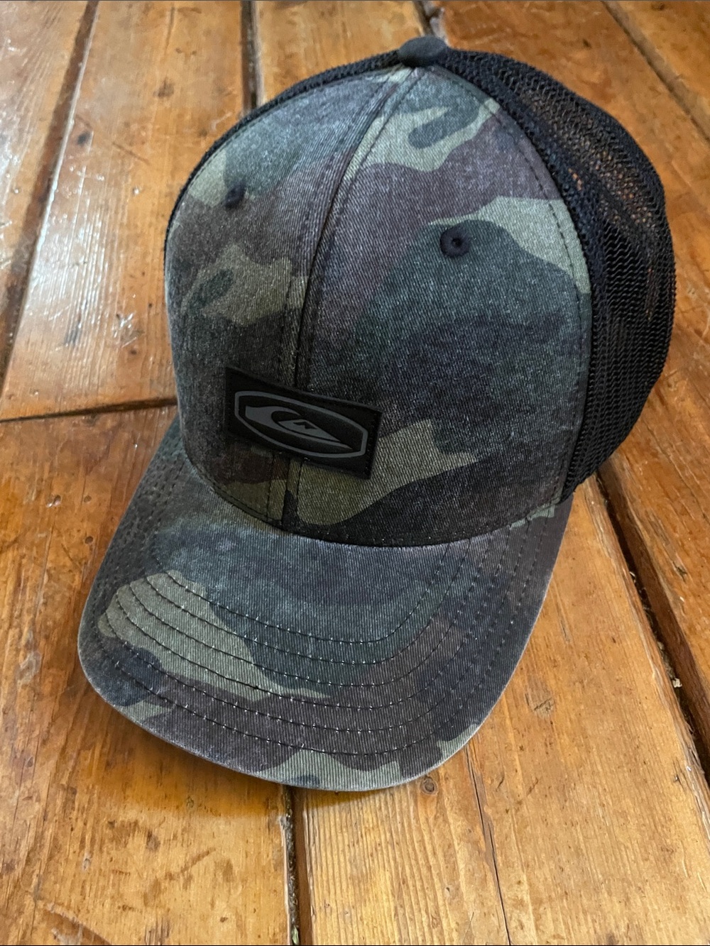 Quiksilver Camo Trucker Hat in Olive and Black